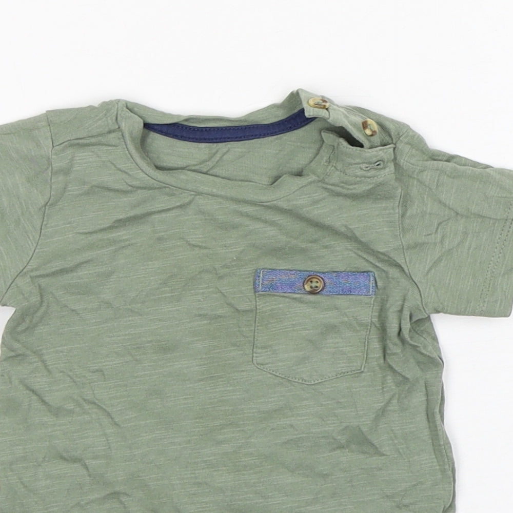 Matalan Boys Green  Cotton Basic T-Shirt Size 6-9 Months Round Neck Pullover