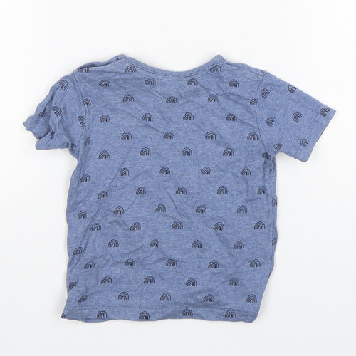 George Boys Blue Spotted Cotton Basic T-Shirt Size 9-12 Months Round Neck Pullover