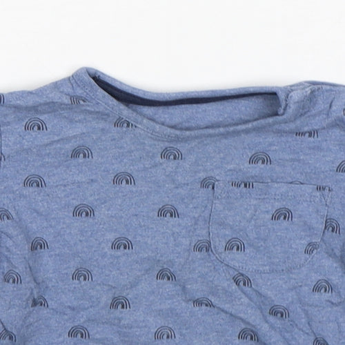 George Boys Blue Spotted Cotton Basic T-Shirt Size 9-12 Months Round Neck Pullover
