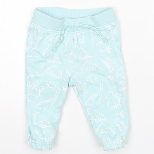 Primark Boys Blue Geometric Cotton Sweatpants Trousers Size 6-9 Months