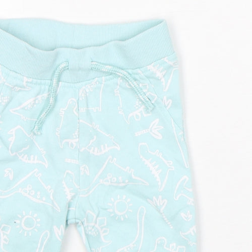 Primark Boys Blue Geometric Cotton Sweatpants Trousers Size 6-9 Months