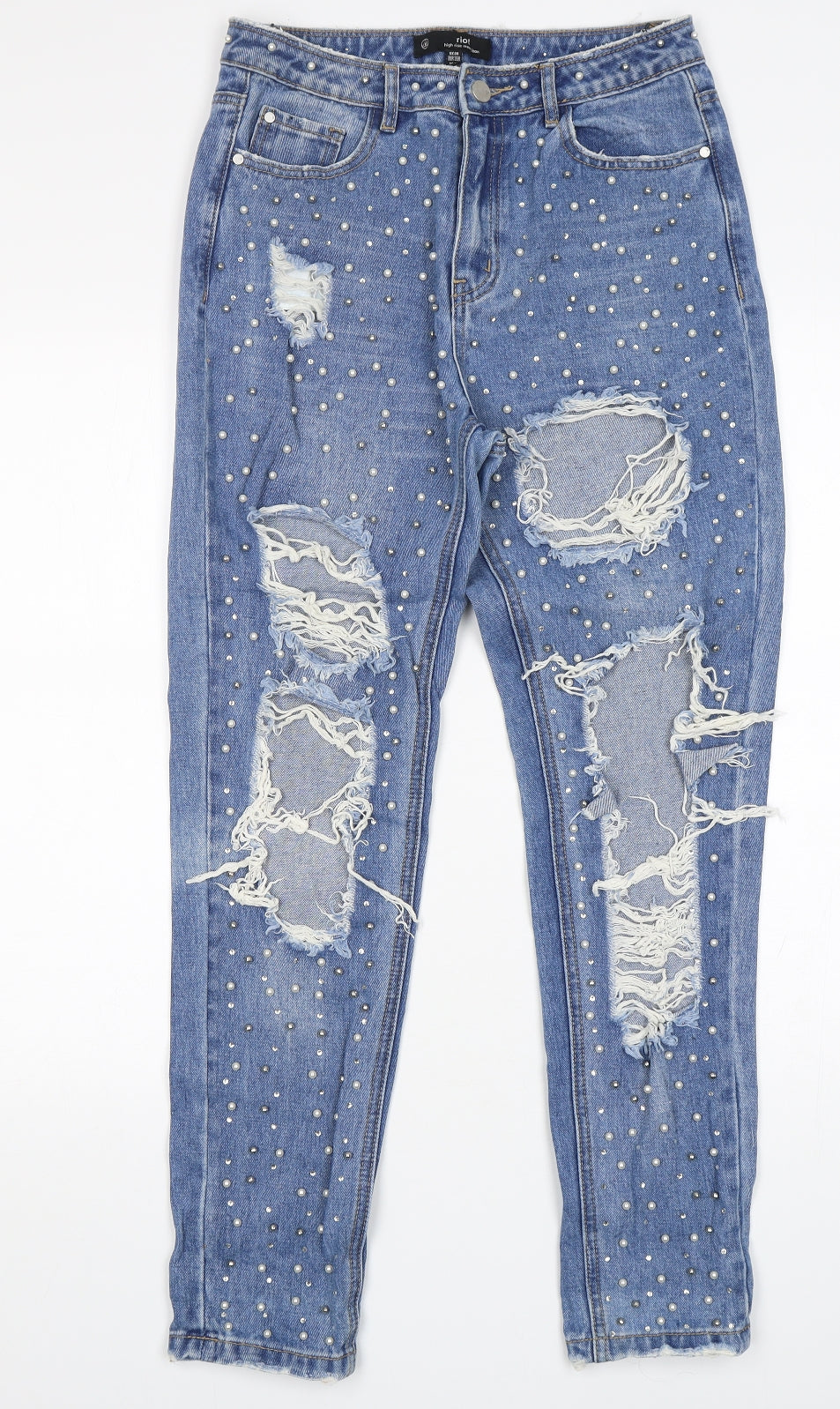Riot  Womens Blue  Cotton Mom Jeans Size 8 L29 in Regular
