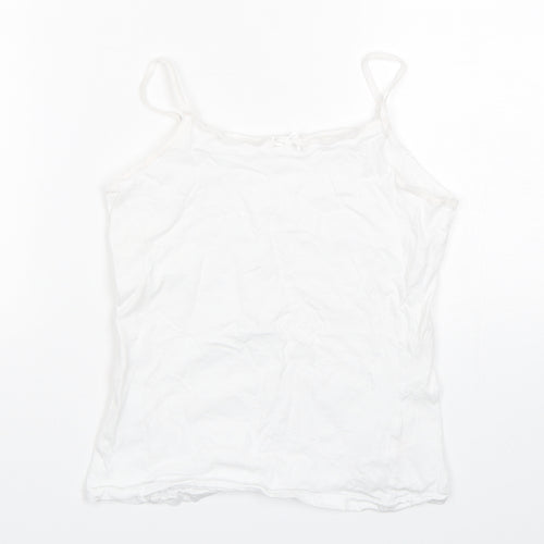 Primark Girls White  Cotton Camisole Tank Size 11-12 Years Round Neck Pullover
