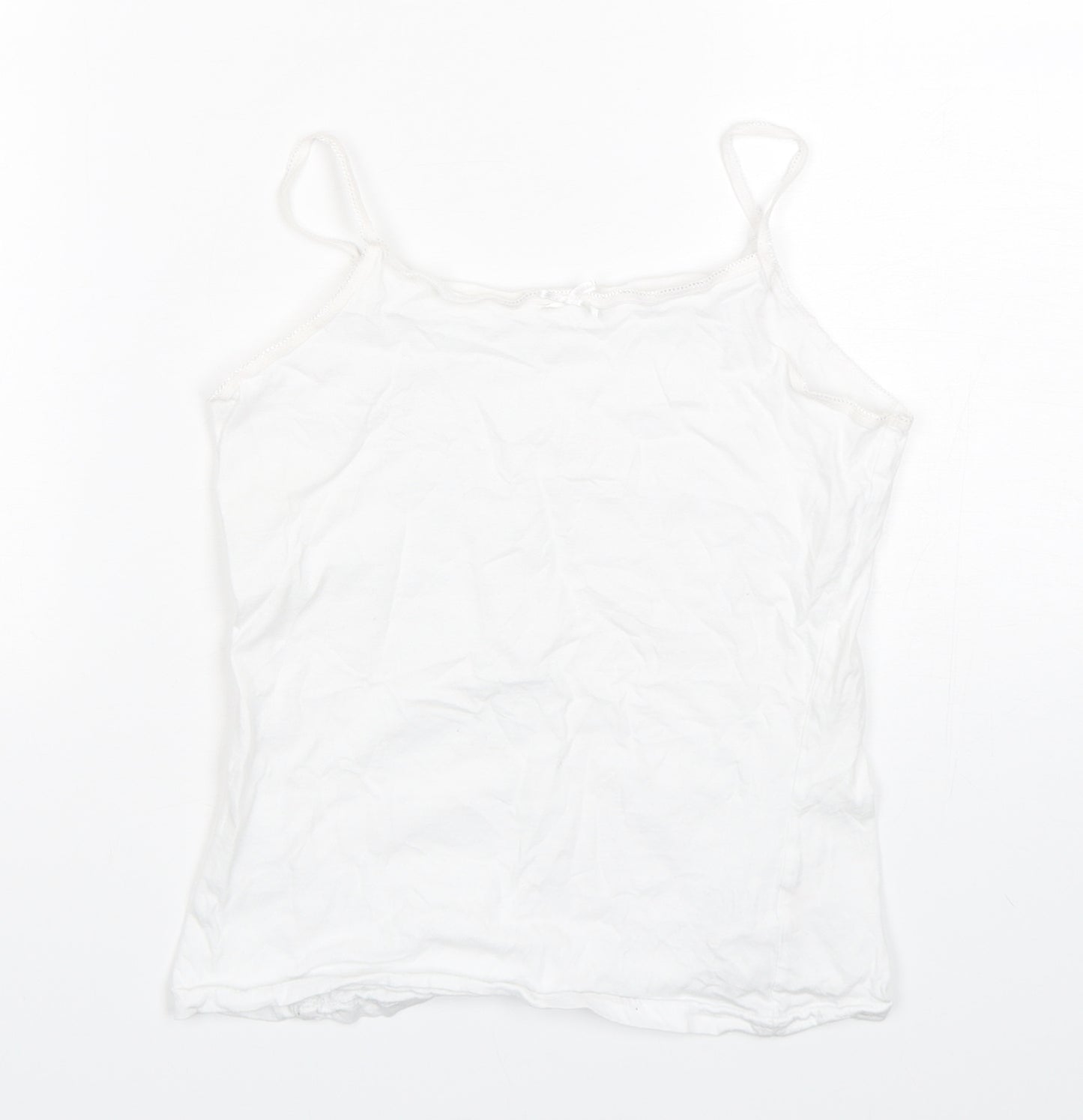 Primark Girls White  Cotton Camisole Tank Size 11-12 Years Round Neck Pullover