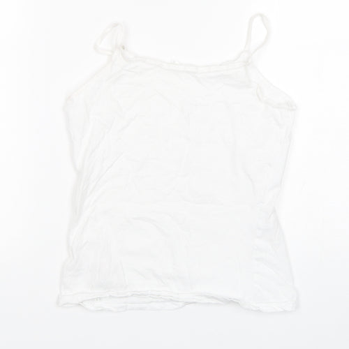 Primark Girls White  Cotton Camisole Tank Size 11-12 Years Round Neck Pullover