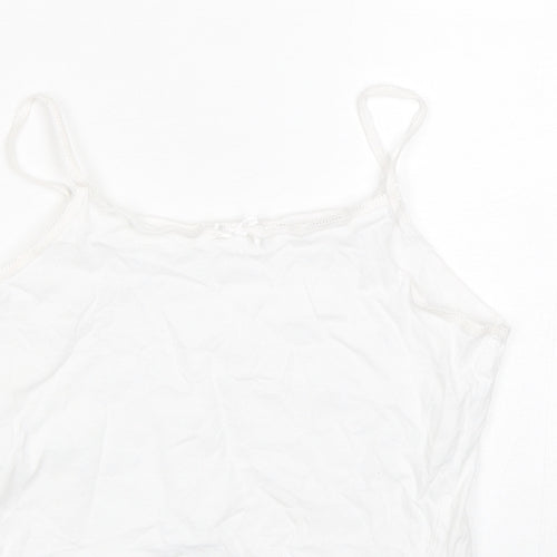 Primark Girls White  Cotton Camisole Tank Size 11-12 Years Round Neck Pullover