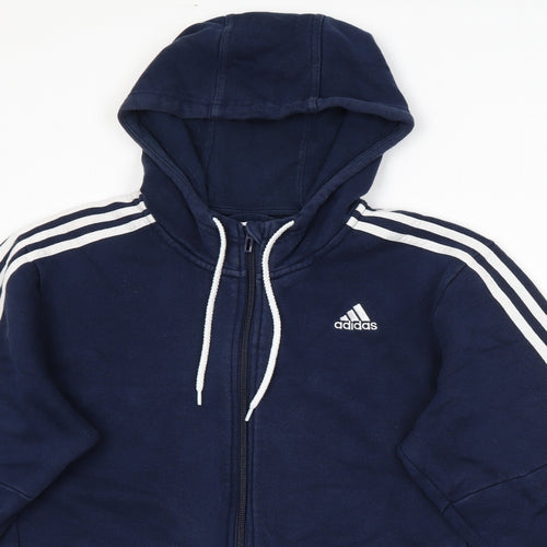 adidas Mens Blue  Cotton Full Zip Hoodie Size M
