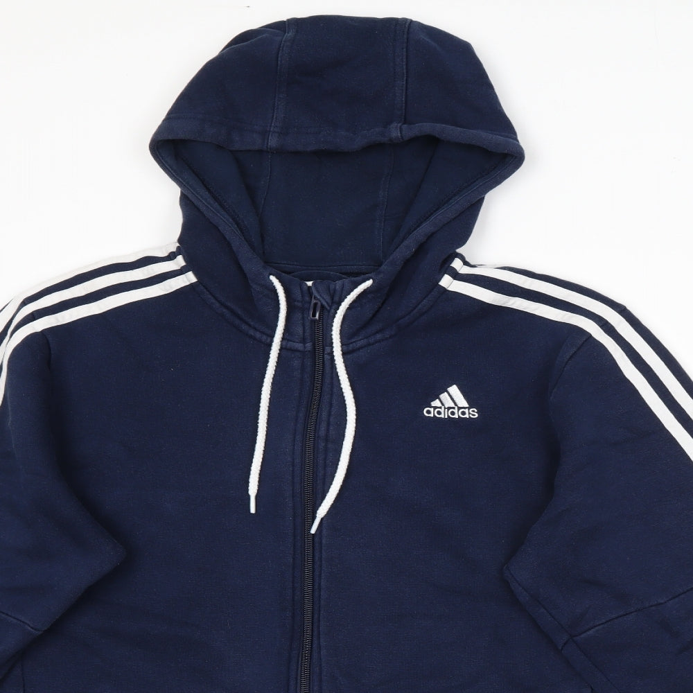 adidas Mens Blue  Cotton Full Zip Hoodie Size M
