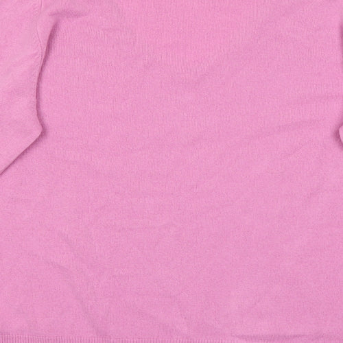 Marks and Spencer Womens Pink V-Neck  Acrylic Pullover Jumper Size 16