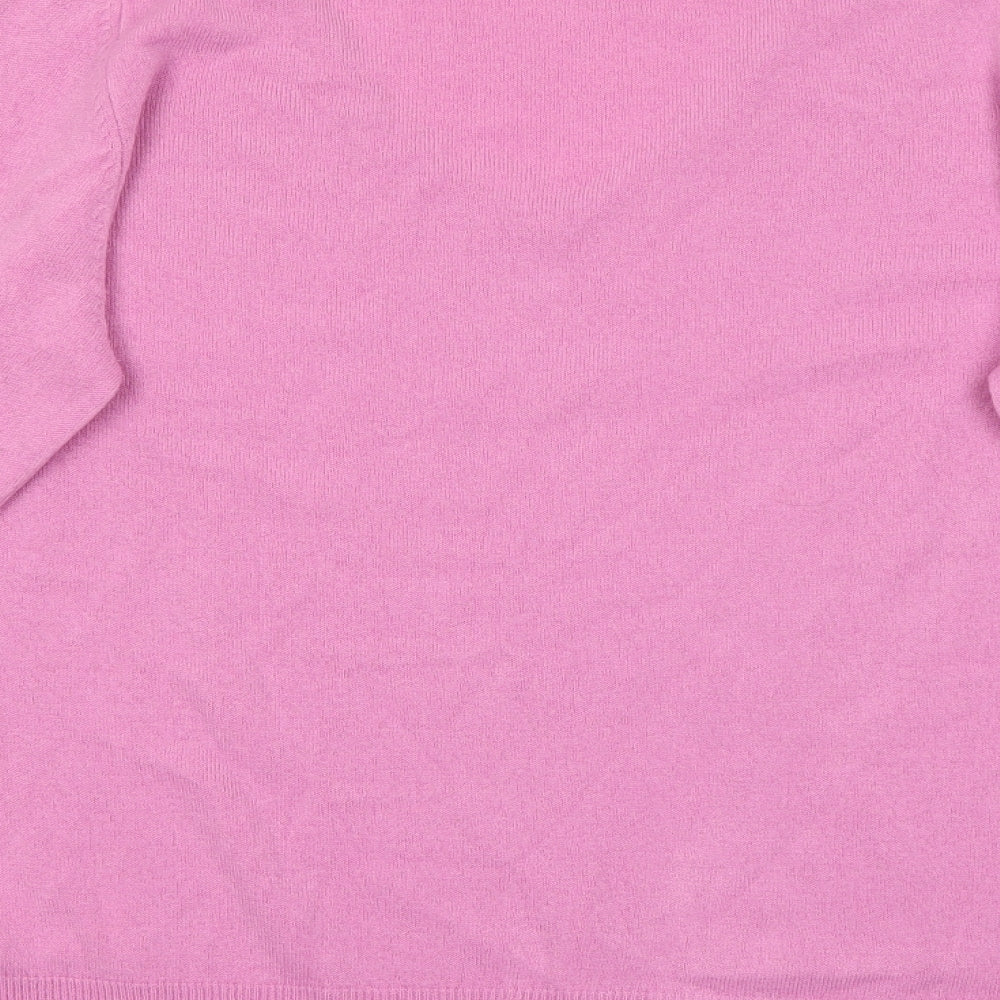 Marks and Spencer Womens Pink V-Neck  Acrylic Pullover Jumper Size 16