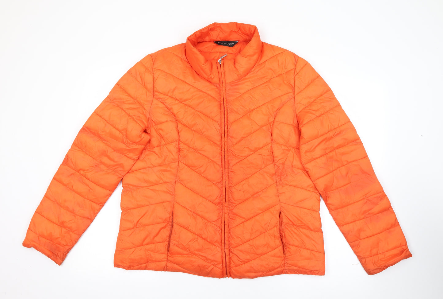 Dorothy Perkins Womens Orange   Puffer Jacket Coat Size 18  Zip