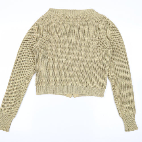 South Womens Gold Crew Neck  Acrylic Full Zip Jumper Size 10