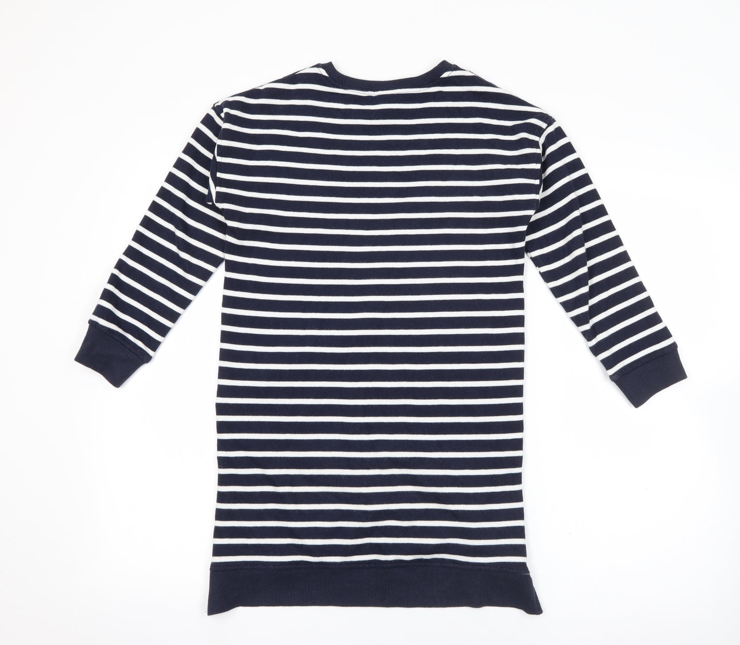 NEXT Girls Blue Crew Neck Striped Cotton Pullover Jumper Size 8 Years   - Star