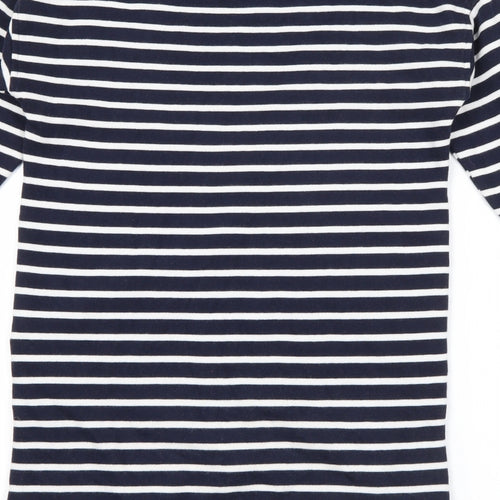 NEXT Girls Blue Crew Neck Striped Cotton Pullover Jumper Size 8 Years   - Star