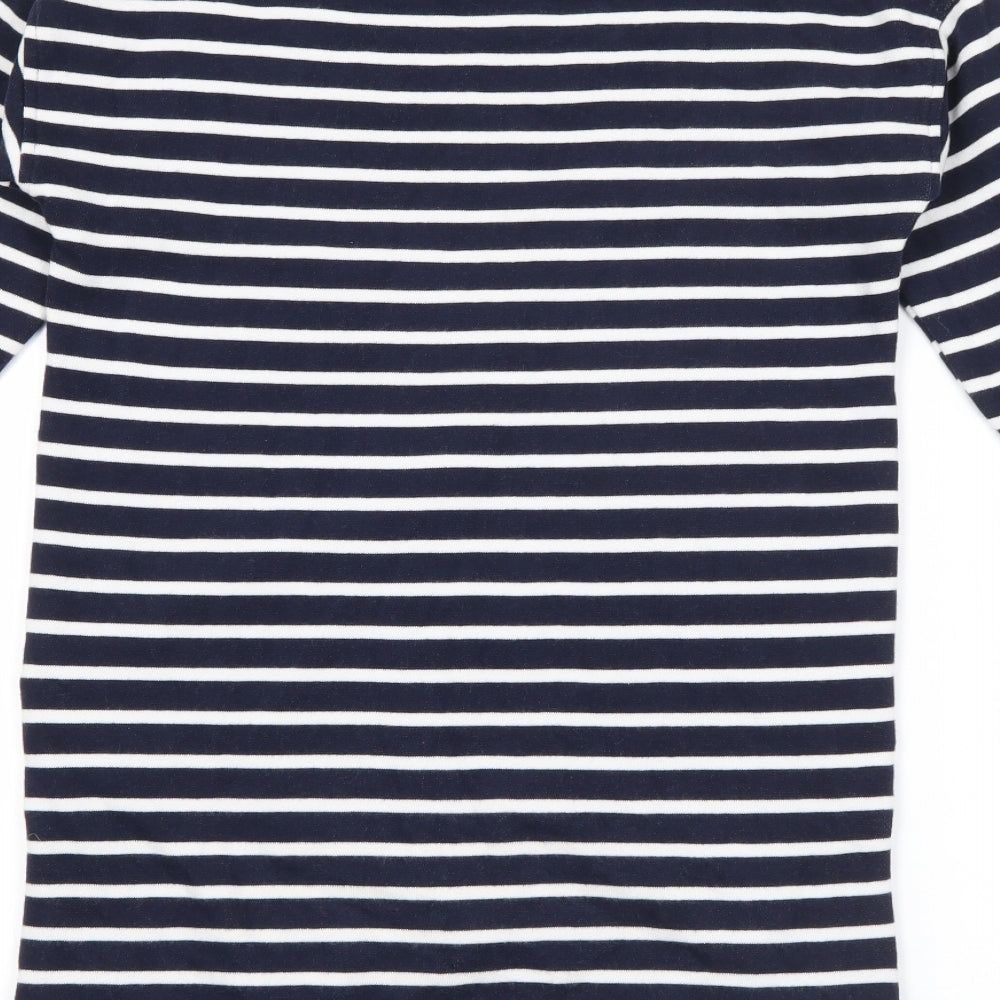 NEXT Girls Blue Crew Neck Striped Cotton Pullover Jumper Size 8 Years   - Star