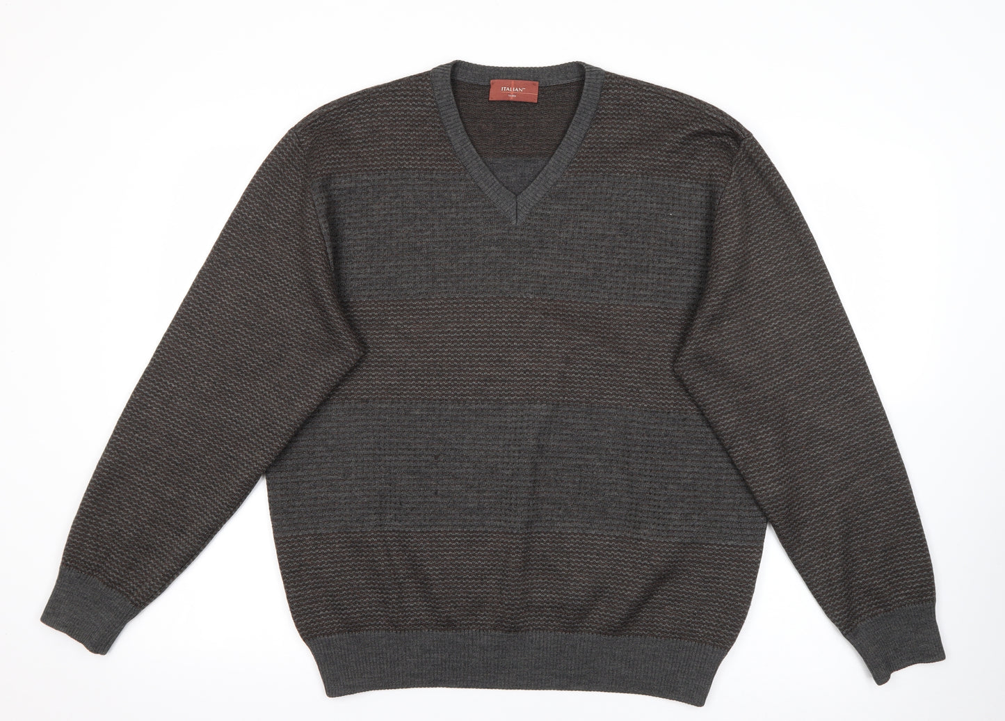 Marks and Spencer Mens Brown V-Neck  Acrylic Pullover Jumper Size M