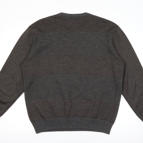 Marks and Spencer Mens Brown V-Neck  Acrylic Pullover Jumper Size M
