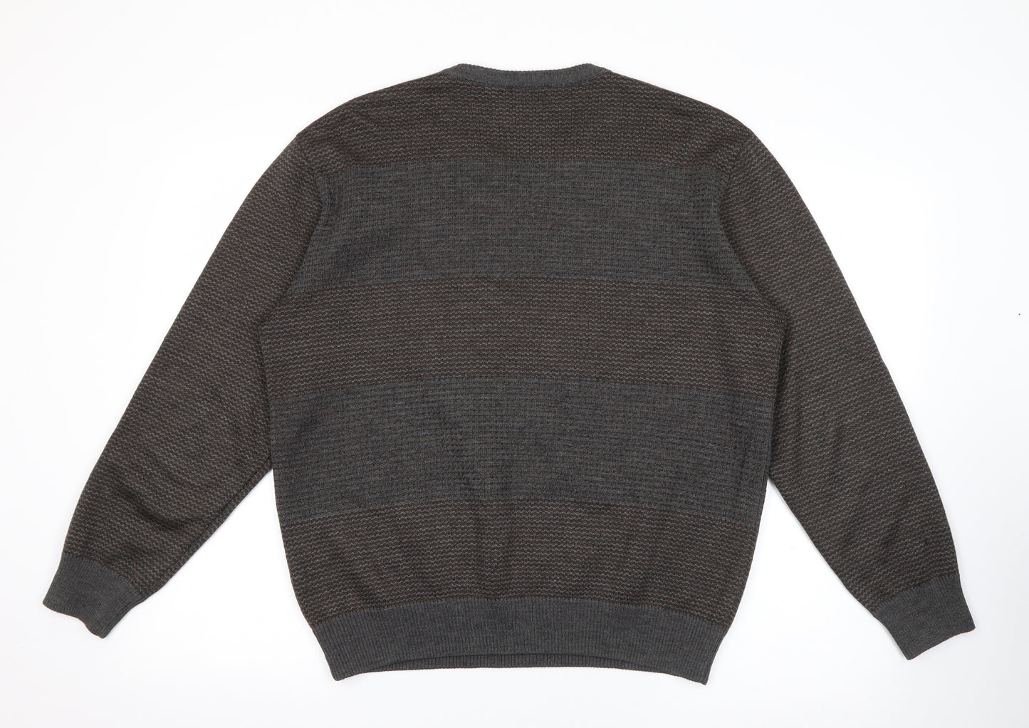Marks and Spencer Mens Brown V-Neck  Acrylic Pullover Jumper Size M