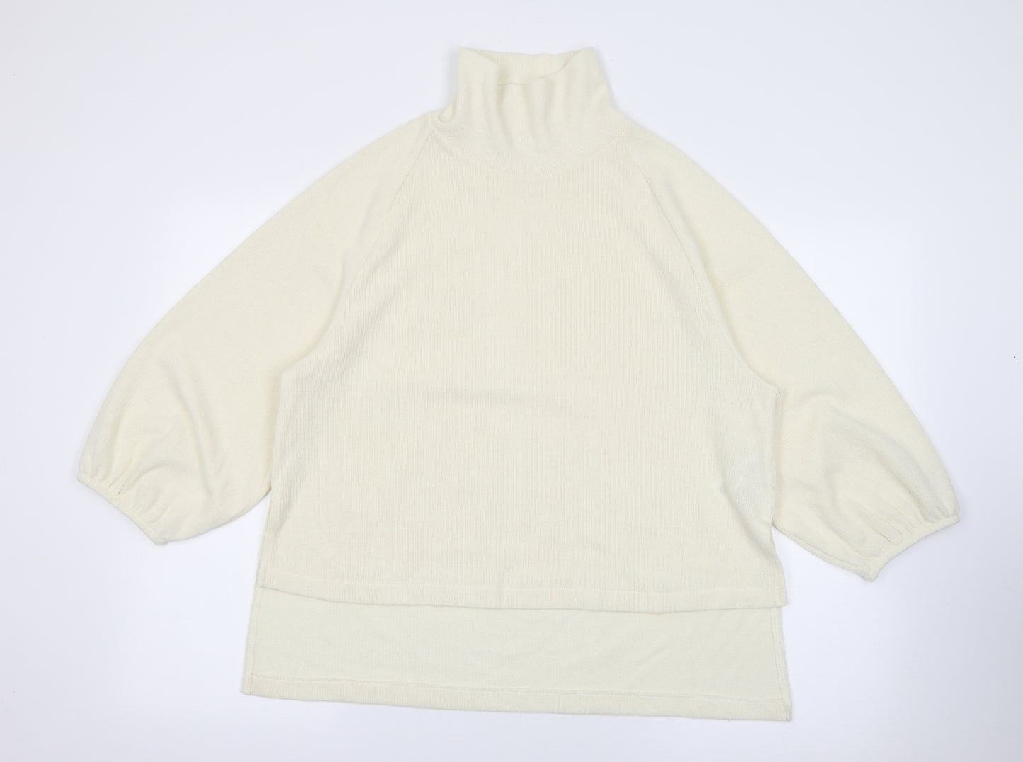 Primark Womens White High Neck  Polyester Pullover Jumper Size M