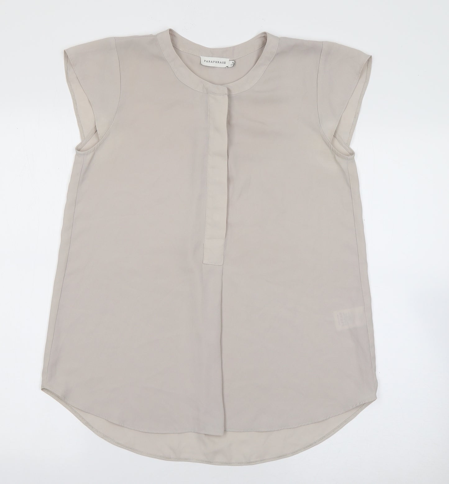 Paraphrase Womens Beige  Polyester Basic Blouse Size M Round Neck
