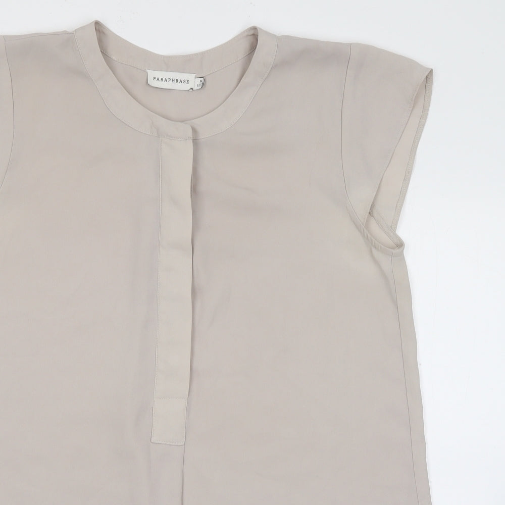 Paraphrase Womens Beige  Polyester Basic Blouse Size M Round Neck
