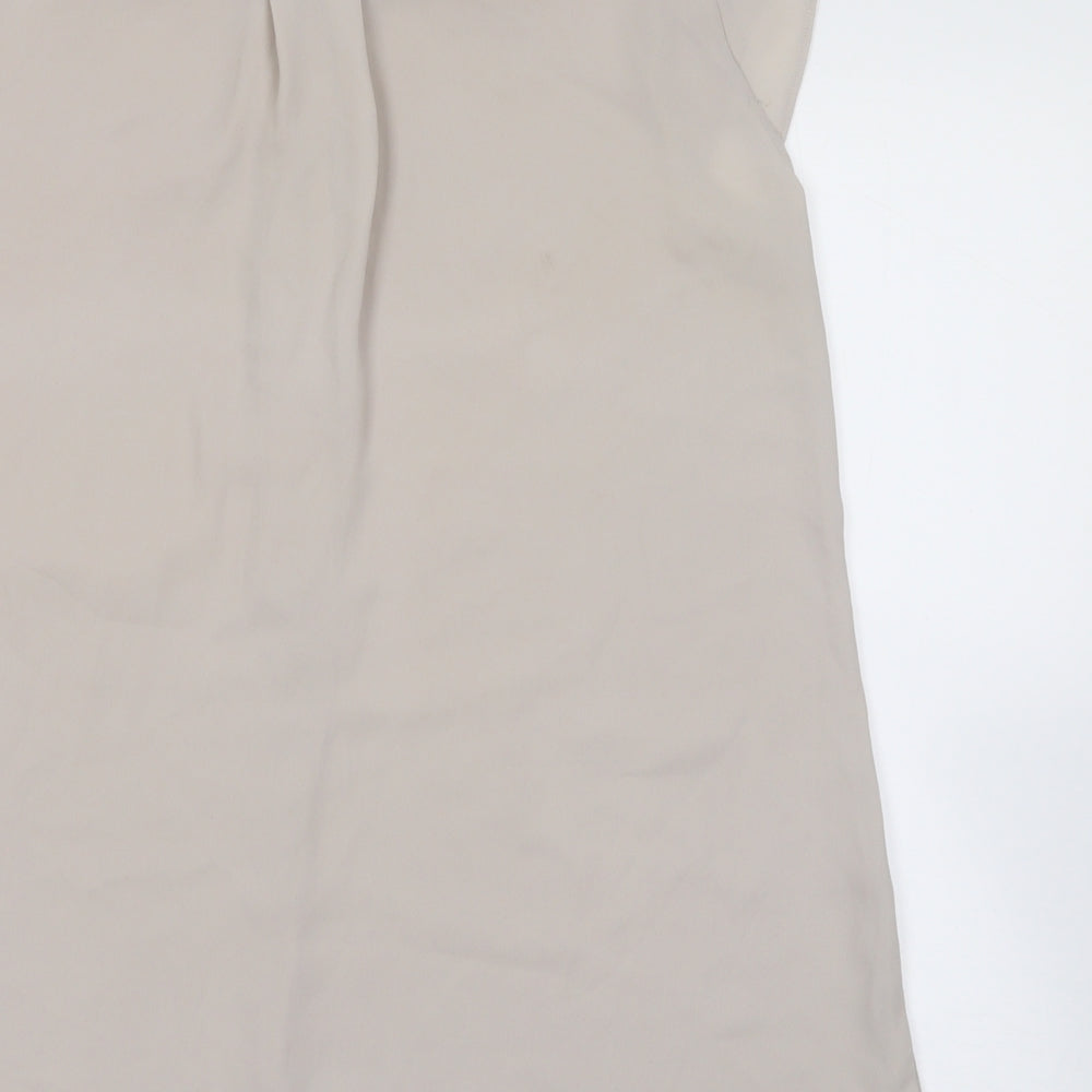 Paraphrase Womens Beige  Polyester Basic Blouse Size M Round Neck