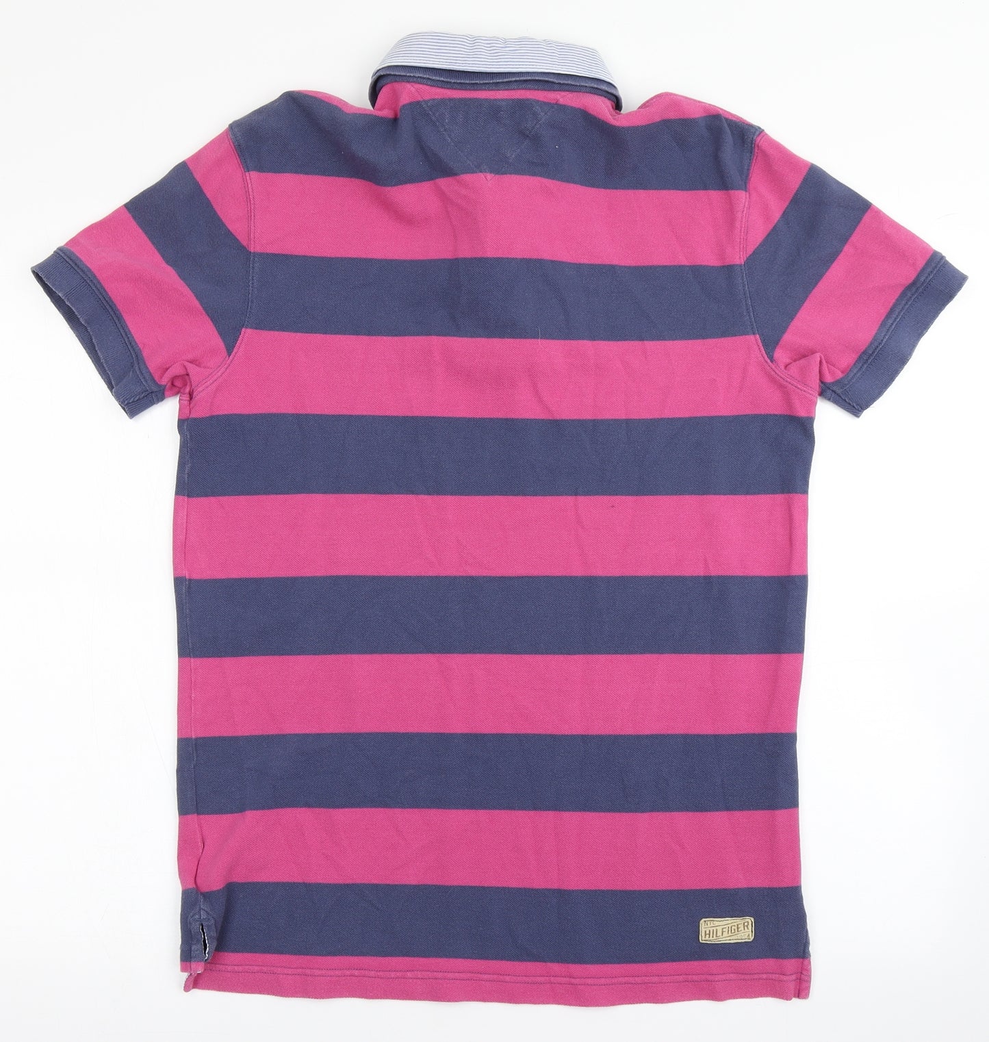 Tommy Hilfiger Mens Pink Spotted 100% Cotton  Polo Size M Collared Button