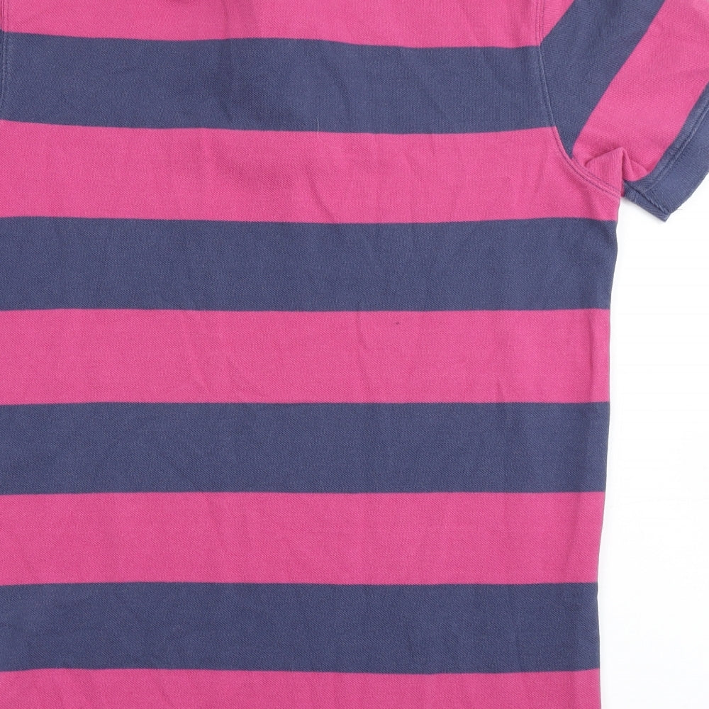 Tommy Hilfiger Mens Pink Spotted 100% Cotton  Polo Size M Collared Button