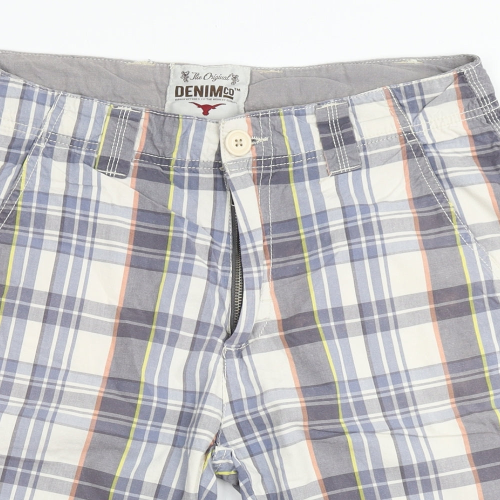 Denim Co Mens Multicoloured Check Cotton Bermuda Shorts Size 32 L11 in Regular Button