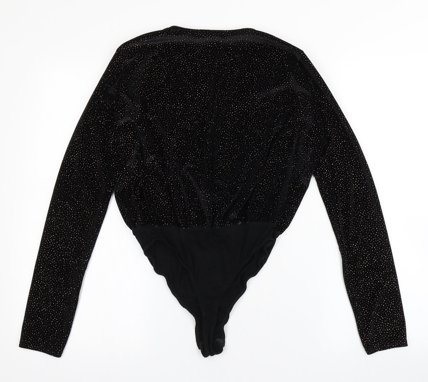 Missguided Womens Black  Polyester Bodysuit One-Piece Size 10  Snap