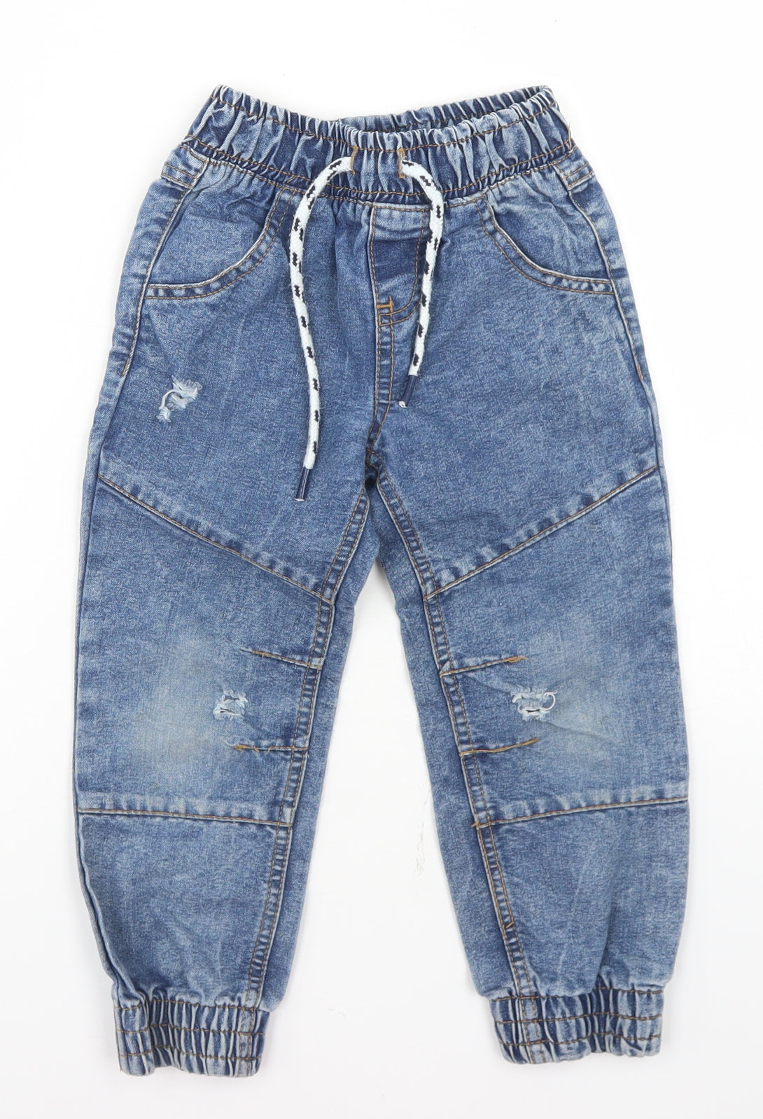 Little Rebels Boys Blue  Cotton Tapered Jeans Size 4-5 Years  Regular Drawstring