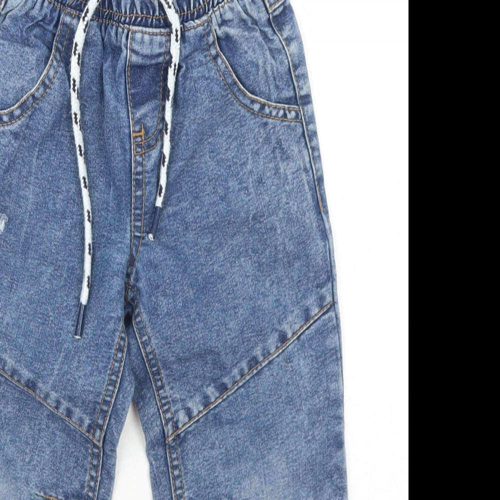 Little Rebels Boys Blue  Cotton Tapered Jeans Size 4-5 Years  Regular Drawstring