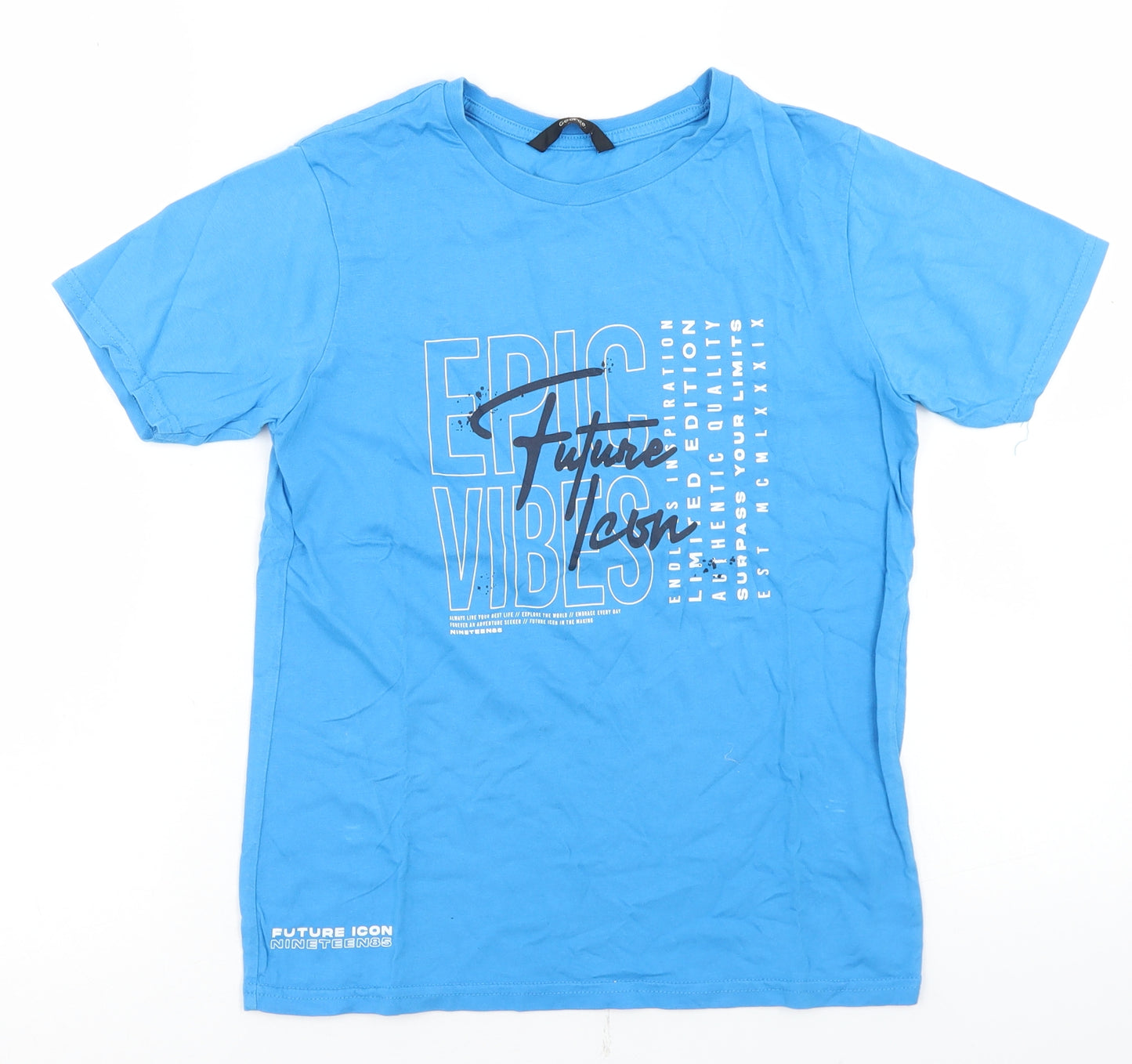 George Boys Blue  Cotton Basic T-Shirt Size 10-11 Years Crew Neck  - Epic Vibes