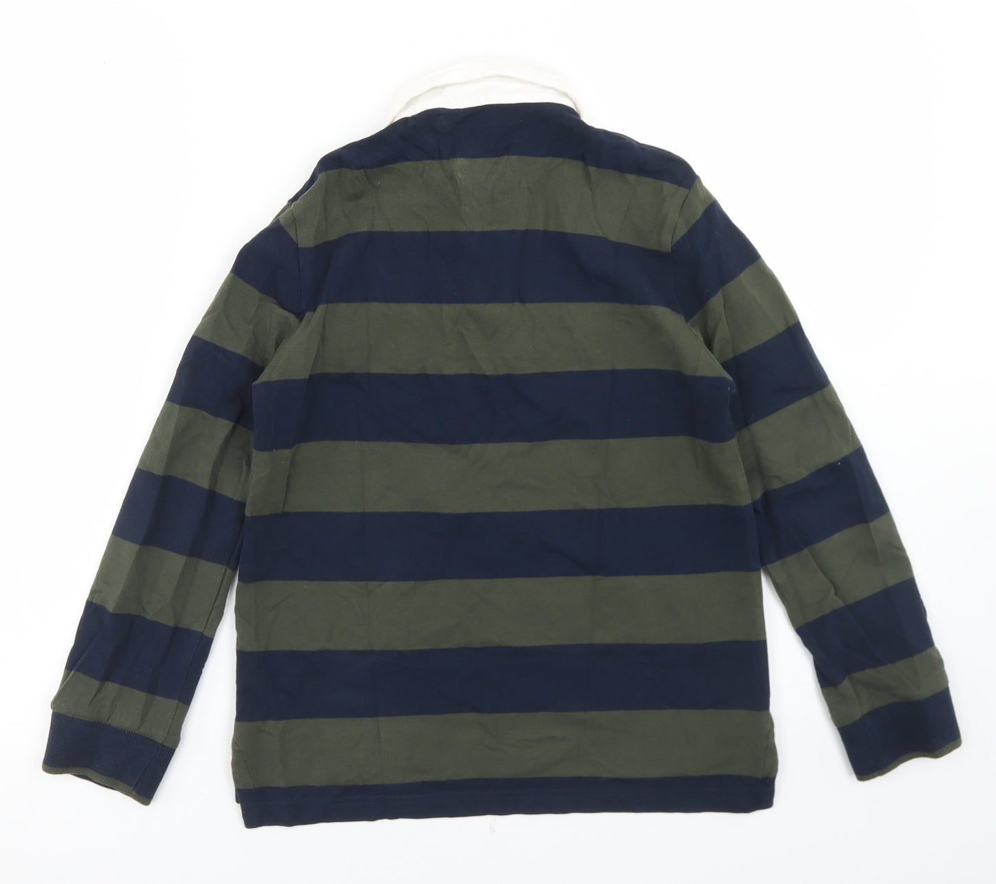NEXT Boys Blue Striped Cotton Basic Polo Size 9 Years Collared Button