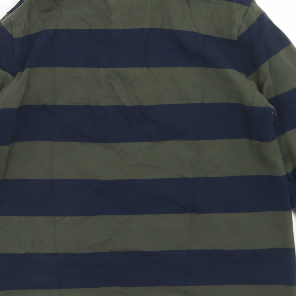 NEXT Boys Blue Striped Cotton Basic Polo Size 9 Years Collared Button