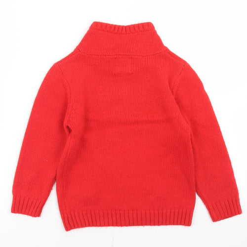 Waga Dude Boys Red Round Neck  Acrylic Pullover Jumper Size 5-6 Years   - Super