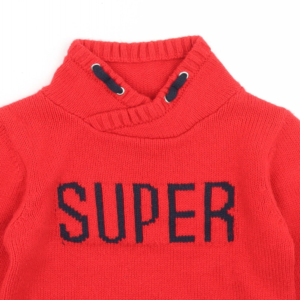 Waga Dude Boys Red Round Neck  Acrylic Pullover Jumper Size 5-6 Years   - Super