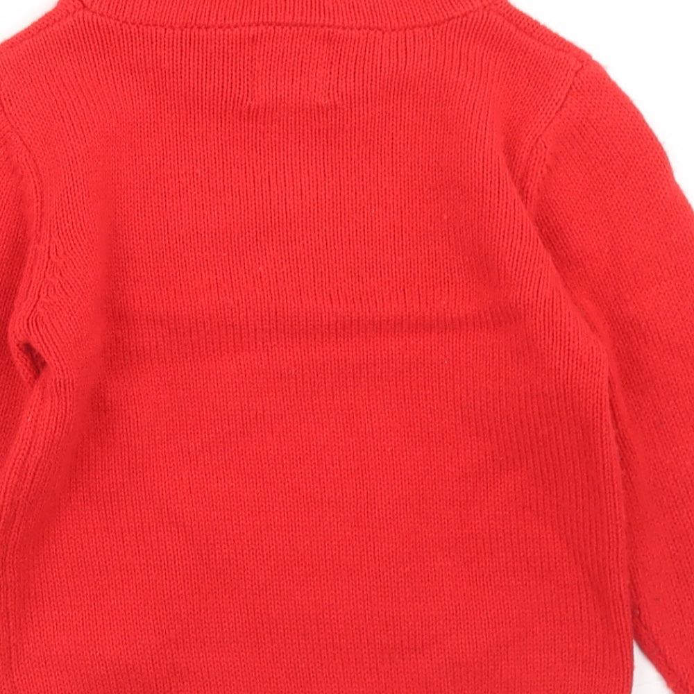 Waga Dude Boys Red Round Neck  Acrylic Pullover Jumper Size 5-6 Years   - Super