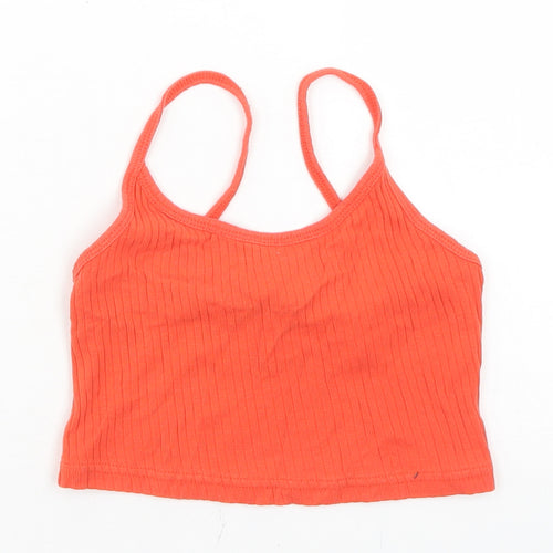 Topshop Womens Orange  Cotton Cropped Tank Size 4 Round Neck