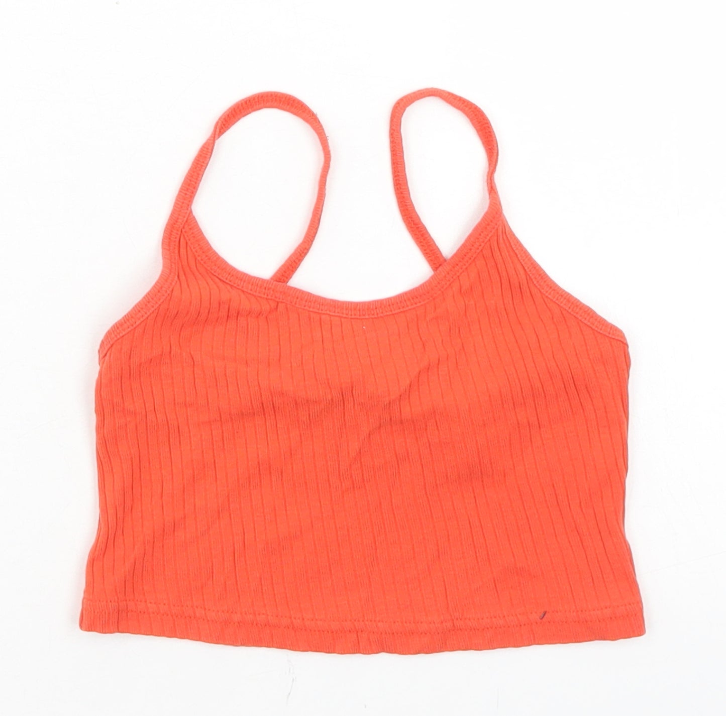 Topshop Womens Orange  Cotton Cropped Tank Size 4 Round Neck