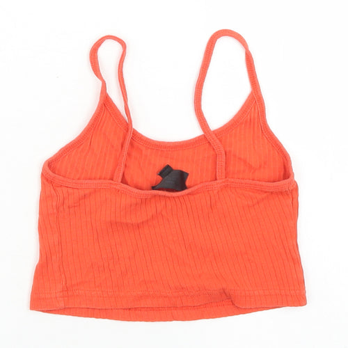 Topshop Womens Orange  Cotton Cropped Tank Size 4 Round Neck