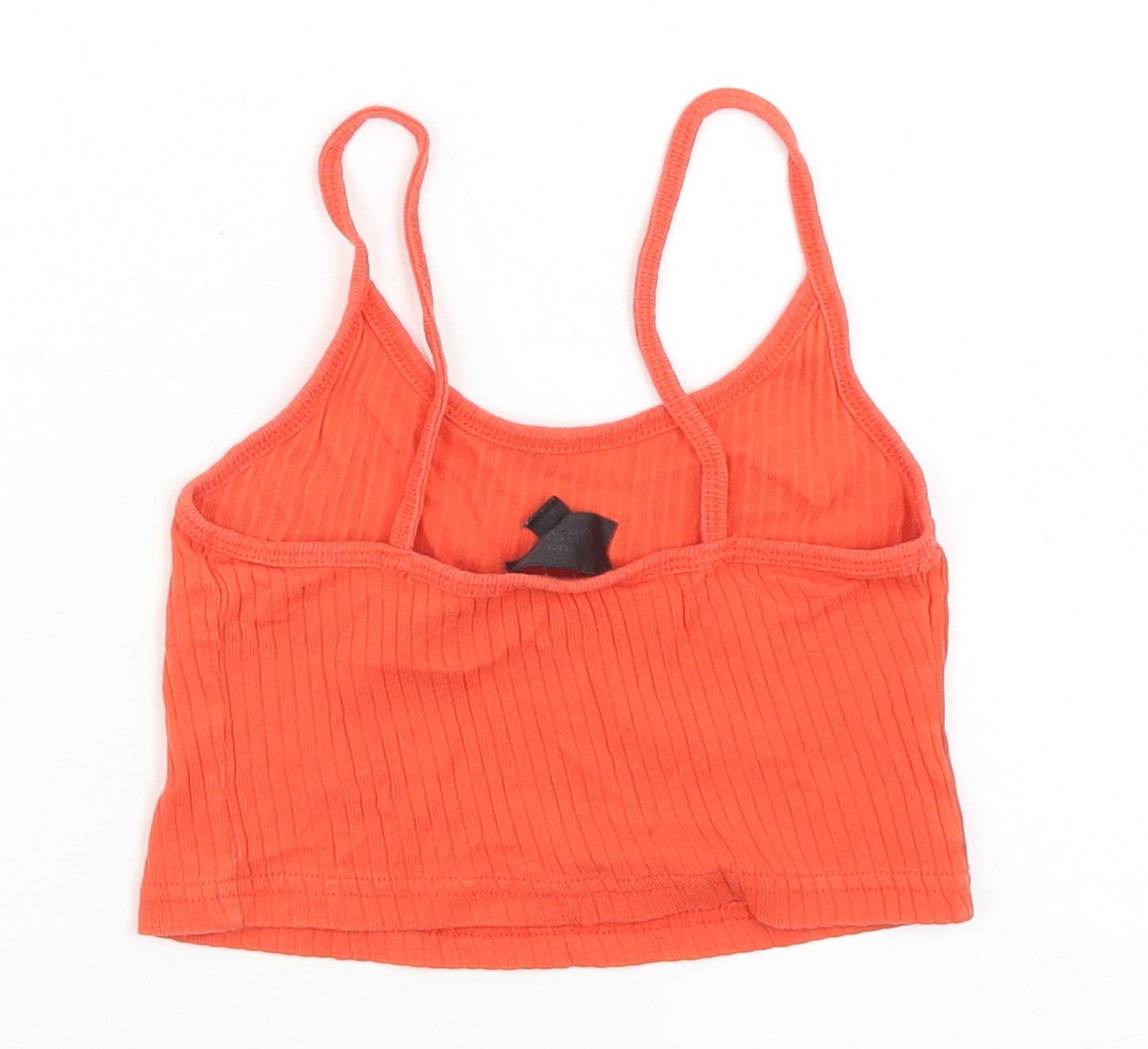 Topshop Womens Orange  Cotton Cropped Tank Size 4 Round Neck