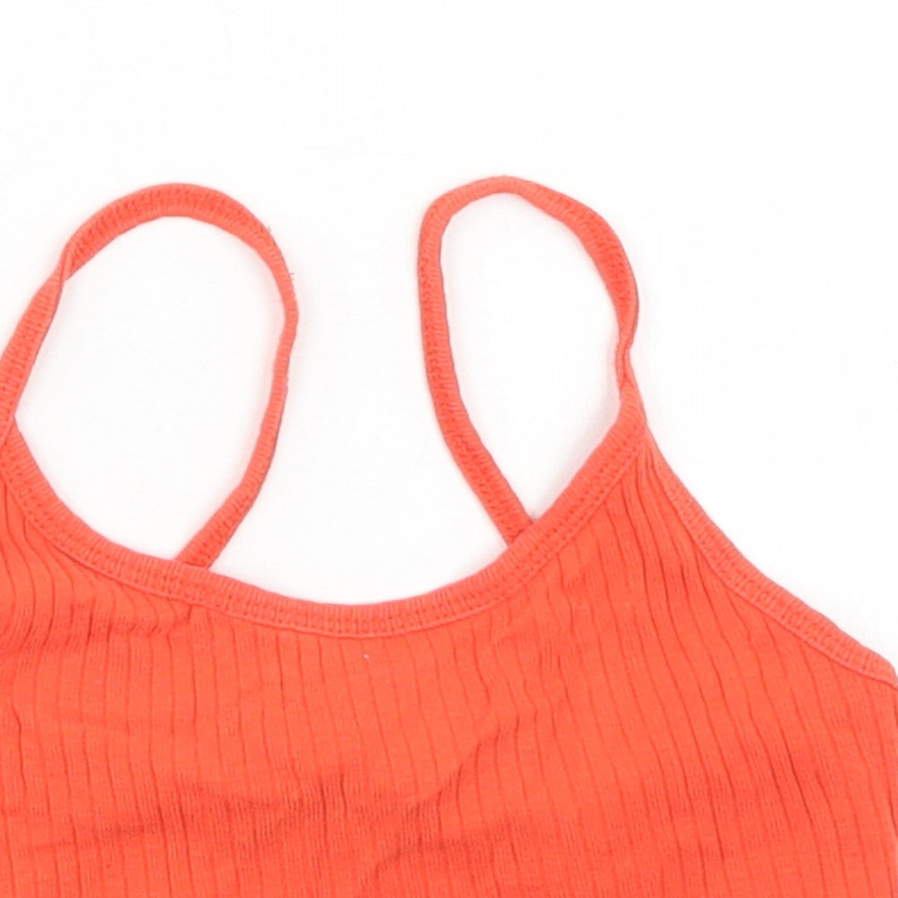 Topshop Womens Orange  Cotton Cropped Tank Size 4 Round Neck