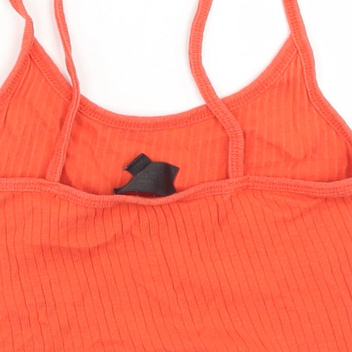 Topshop Womens Orange  Cotton Cropped Tank Size 4 Round Neck