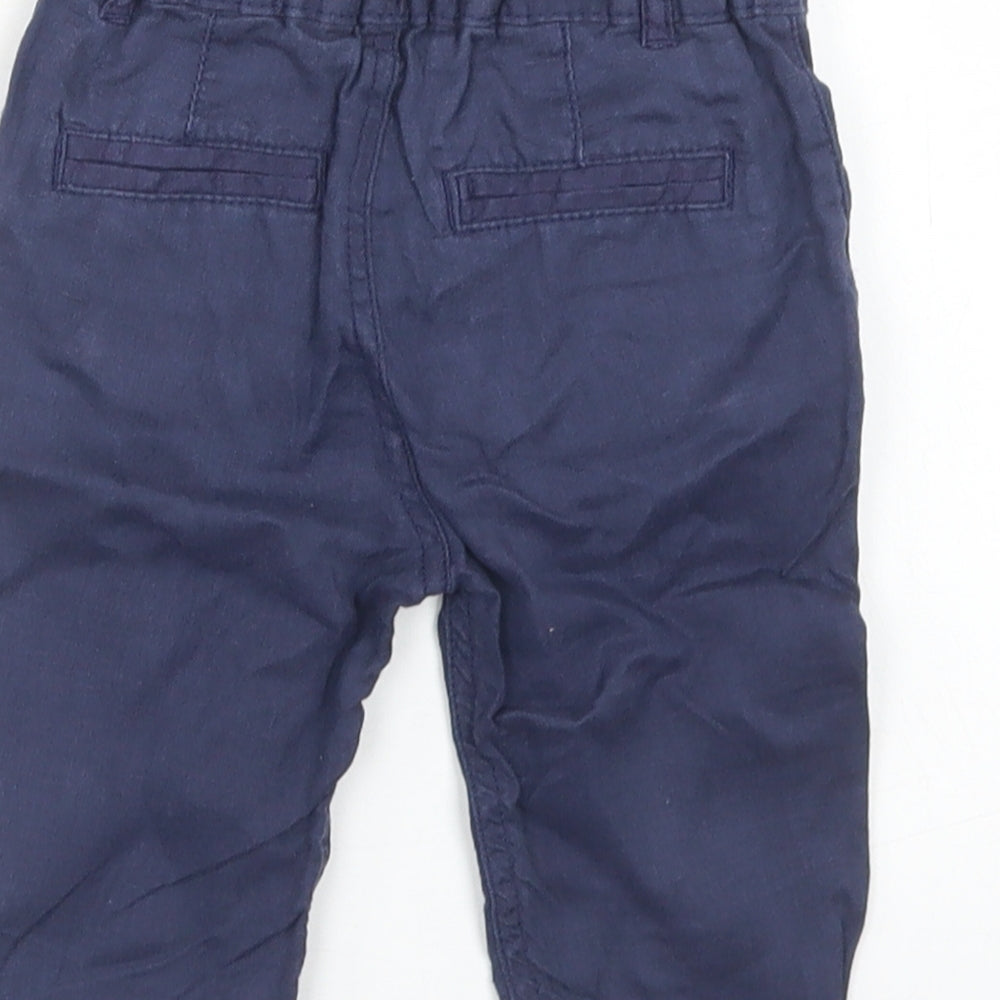 Marks and Spencer Boys Blue  Linen Capri Trousers Size 3-6 Months  Button