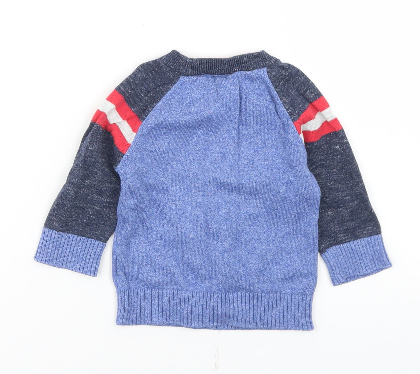 NEXT Boys Blue Colourblock Cotton Pullover Jumper Size 3-6 Months   - 82