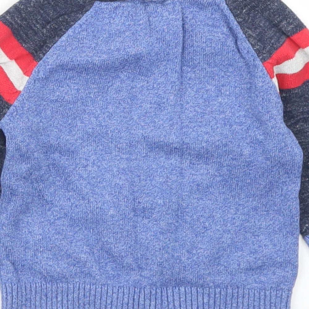 NEXT Boys Blue Colourblock Cotton Pullover Jumper Size 3-6 Months   - 82