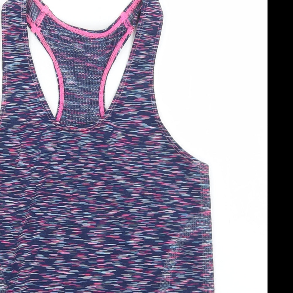 Primark Girls Multicoloured Striped Polyamide Basic Tank Size 11-12 Years Round Neck  - Activewear