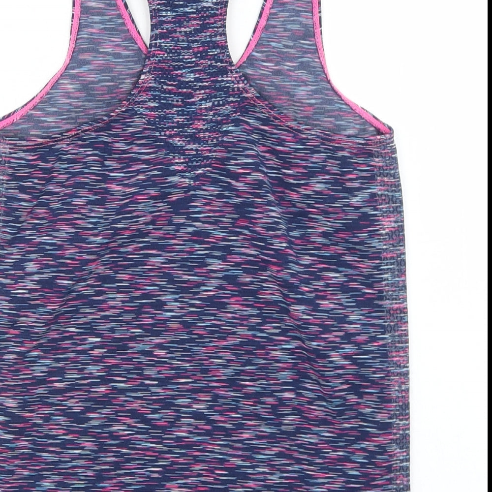 Primark Girls Multicoloured Striped Polyamide Basic Tank Size 11-12 Years Round Neck  - Activewear