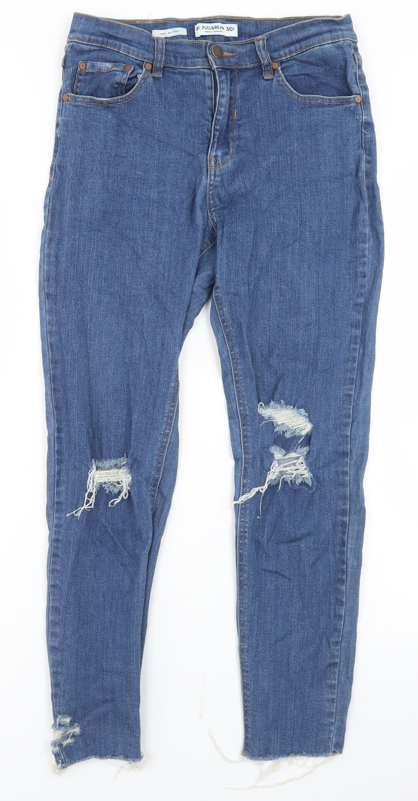 Pull&Bear Womens Blue  Cotton Skinny Jeans Size 28 in L26 in Regular Button
